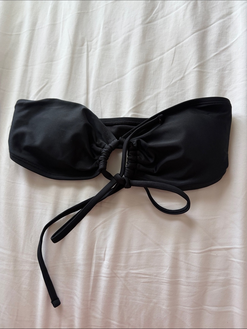 Black Bandeau Tie-Front Bikini Top - Women's Swim